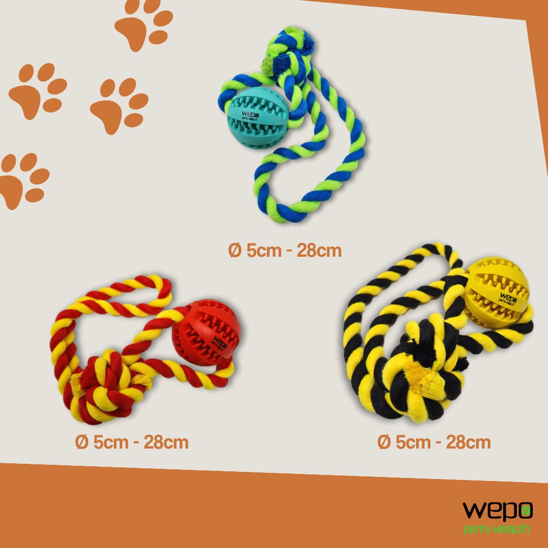 WEPO Wurfball für Hunde - Ø 5cm - Kauspielzeug Hund - Zum Reißen & Zerren